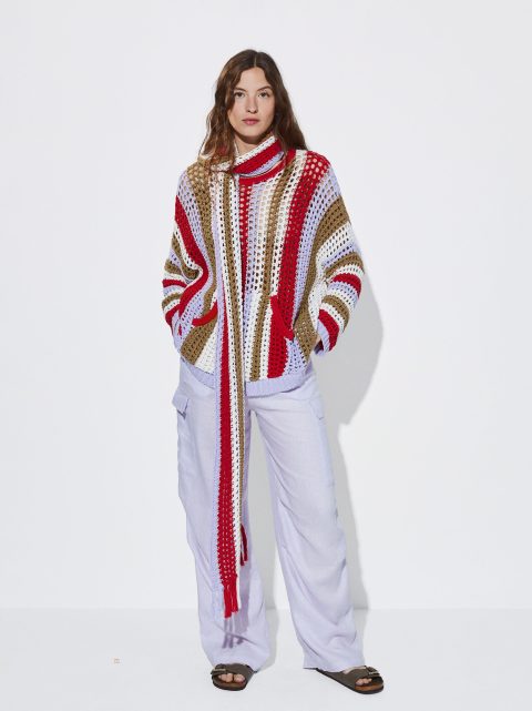 Svetre Parfois Pruhované Crochet Damske Viacfarebný | SK-YD9758612