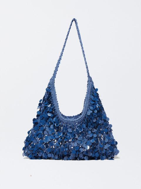 Taška Cez Rameno Parfois Bag With Beads And Sequins Damske Modre | SK-DZ8916043