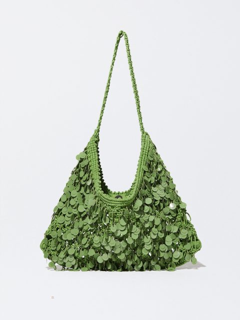 Taška Cez Rameno Parfois Bag With Beads And Sequins Damske Zelene | SK-KR6974821