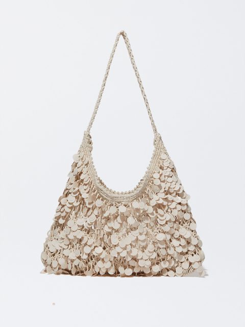 Taška Cez Rameno Parfois Bag With Beads And Sequins Damske Béžové | SK-PS9326841