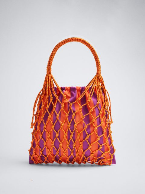 Taška Cez Rameno Parfois Knotted Cord With Stripes Damske Oranžové | SK-JB2487630