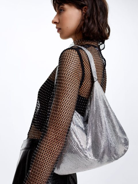 Taška Cez Rameno Parfois Mesh Fabric Damske Strieborne | SK-AQ6917240