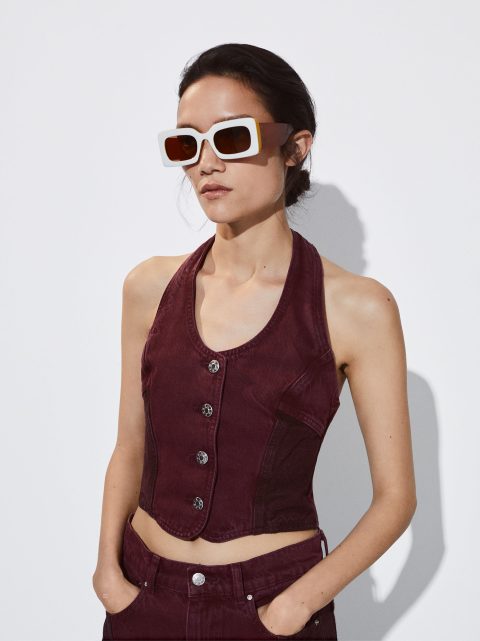 Topy Parfois Color Block Denim Damske Nachový | SK-HM0784216