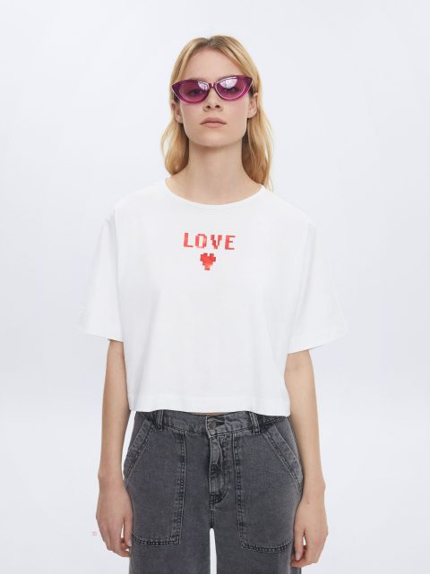 Tricko Parfois Love Cropped Damske Biele | SK-PL6879514