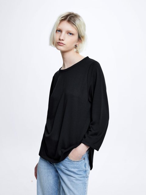 Tricko Parfois Round Neck Damske Čierne | SK-FN6914703