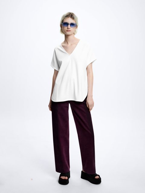 Tricko Parfois V-Neck Basic Damske Biele | SK-NH2169570