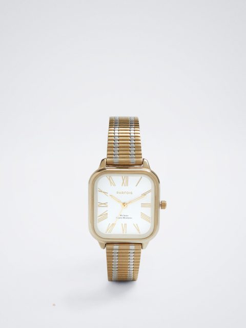 Zlaté Hodinky Parfois Square Case Stainless Steel Damske Zlate | SK-FE2597840