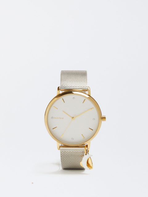 Zlaté Hodinky Parfois Stainless Steel Watch With Heart And Moon Damske Strieborne | SK-LS7539214