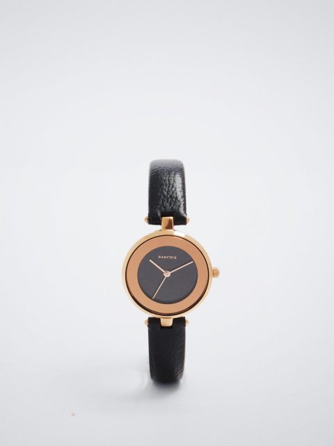 Zlaté Hodinky Parfois Watch With Contrast Case Damske Čierne | SK-LC2590316