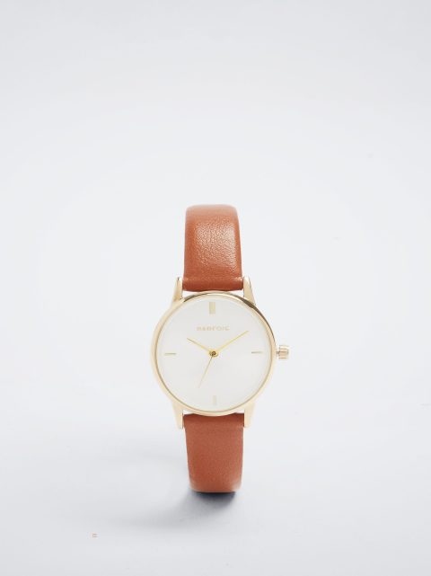 Zlaté Hodinky Parfois Watch With Kozene Effect Wristband Damske Hnede | SK-LO2130875