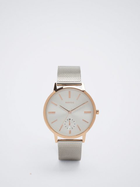 Zlaté Hodinky Parfois Watch With Stainless Steel Metallic Mesh Remienkove Damske Strieborne | SK-AN1067953