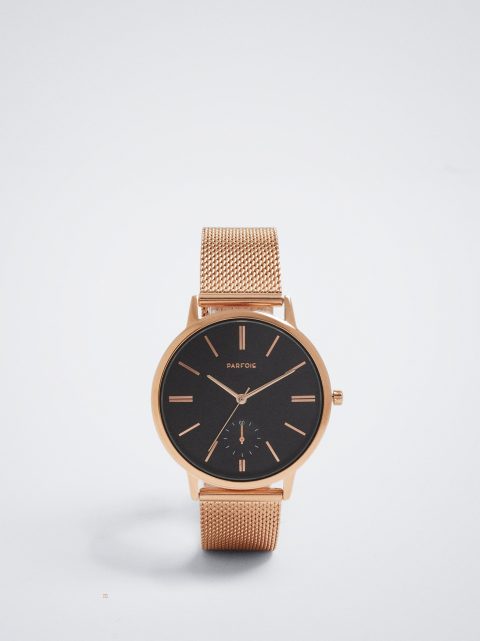 Zlaté Hodinky Parfois Watch With Stainless Steel Metallic Mesh Remienkove Damske Ruzove Zlate | SK-YL5749632