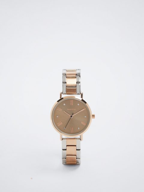 Zlaté Hodinky Parfois Watch With Two-Toned Steel Remienkove Damske Ruzove Zlate | SK-RV9475068